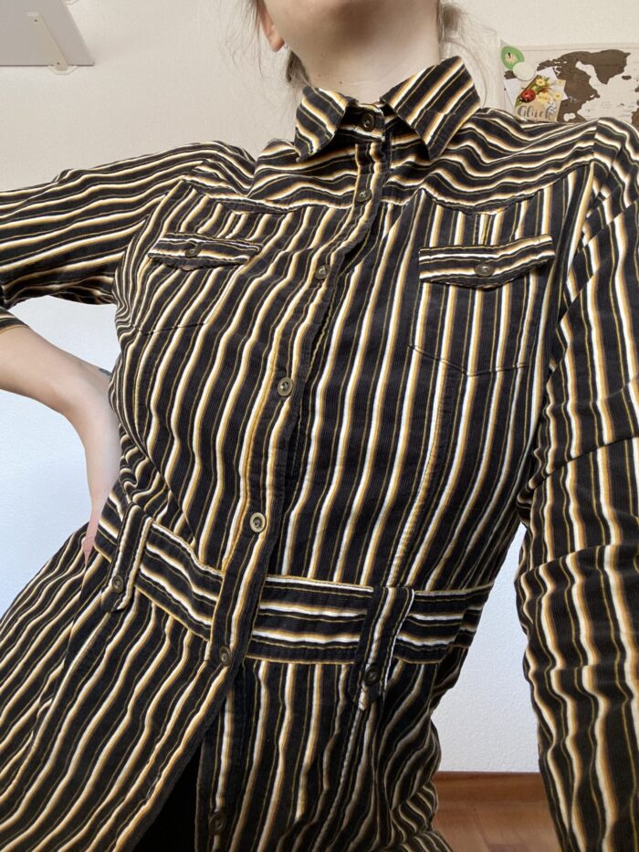 Corduroy Vintage Blouse in brown black and beige