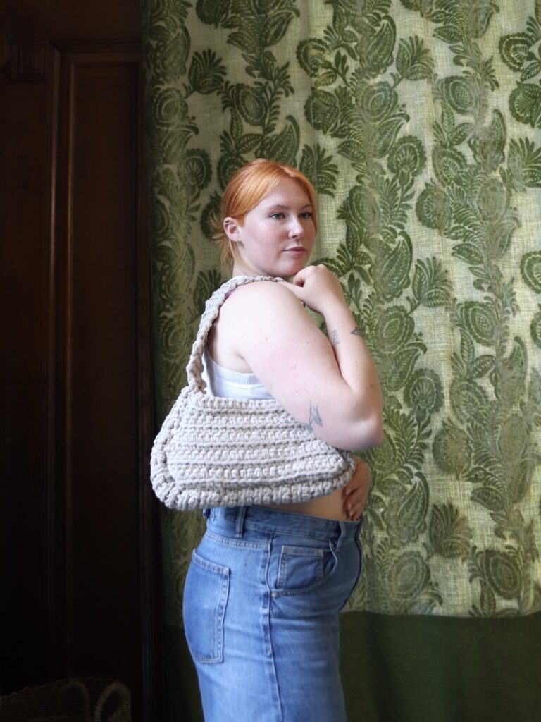 Handmade Crochet Shoulder Bag in beige